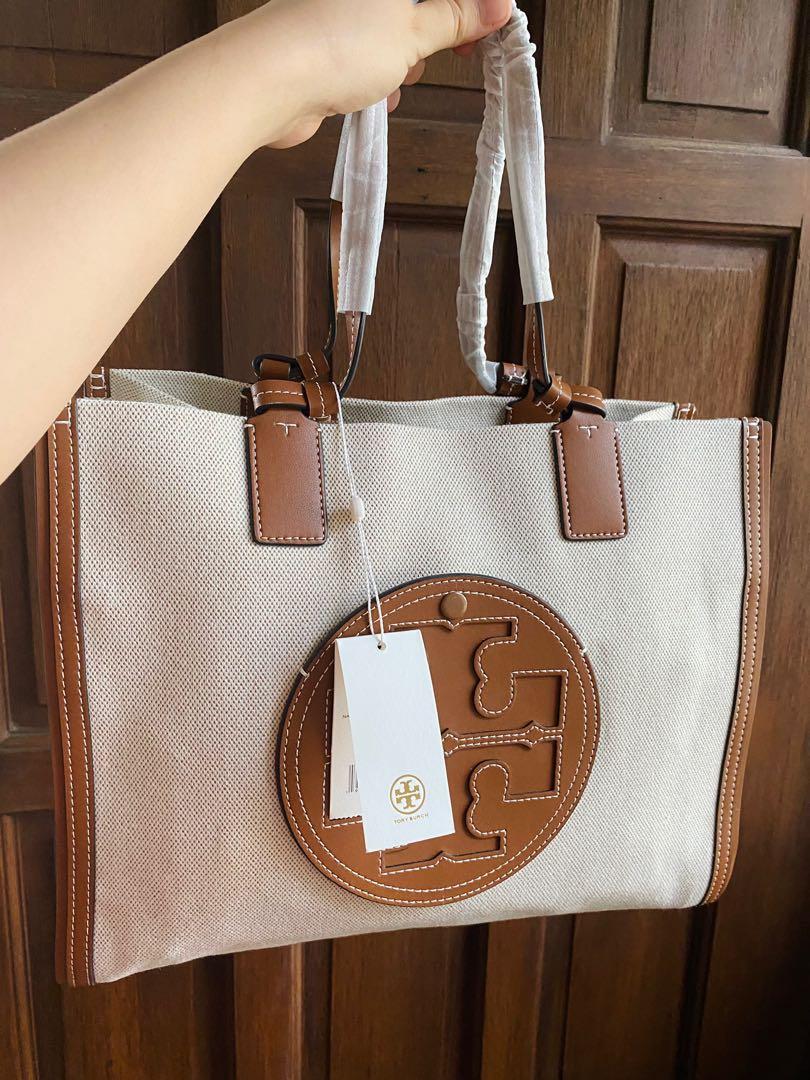 Authentic Tory Burch Ella Canvas Tote, Luxury, Bags & Wallets on Carousell