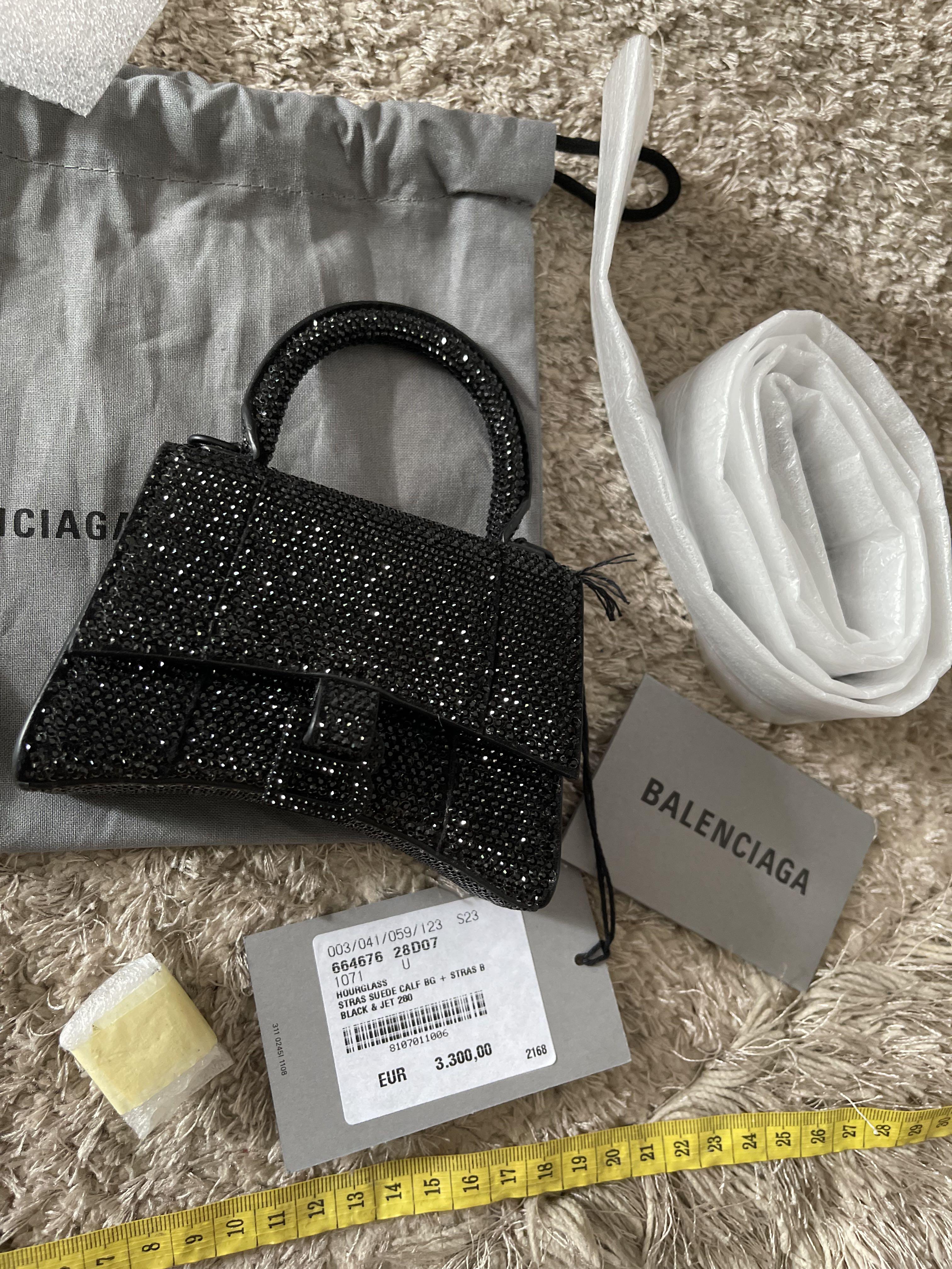 Balenciaga hourglass bag tas crystal strass so black micro szie limited  rare new authentic