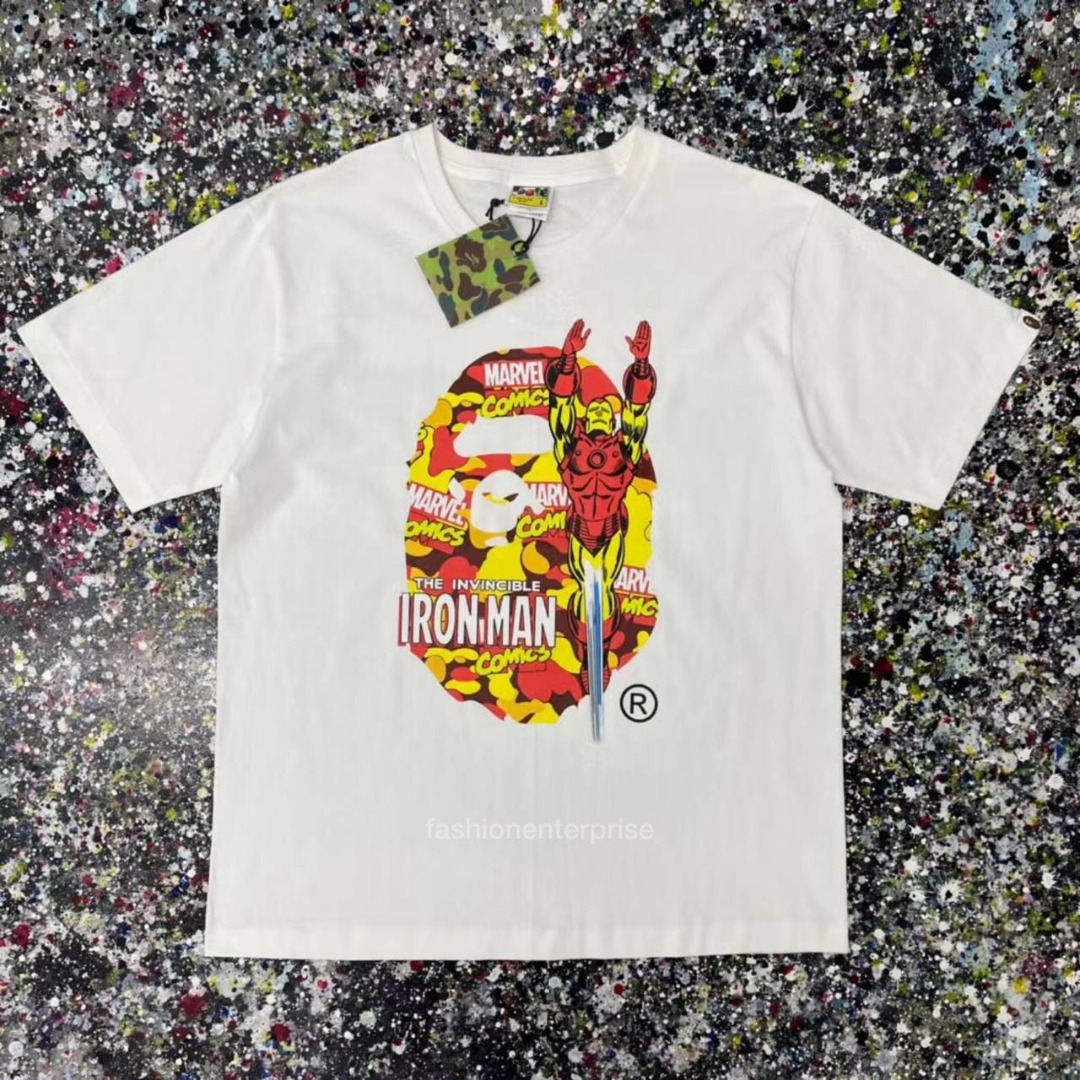 Bape x Marvel Comics Camo Iron Man Tee, Men's Fashion, Tops