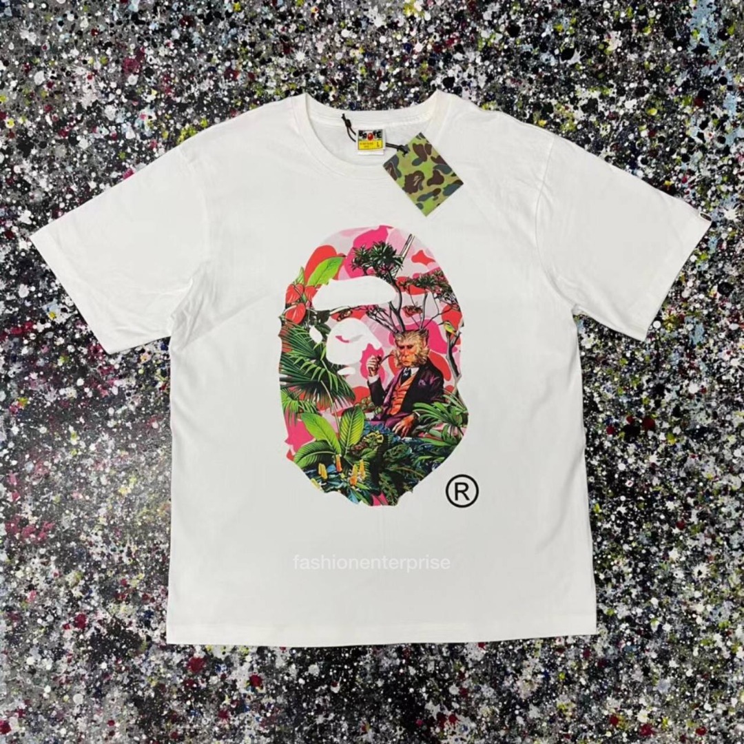 BAPE x Monkey 47 Ape Head Tee White Blue