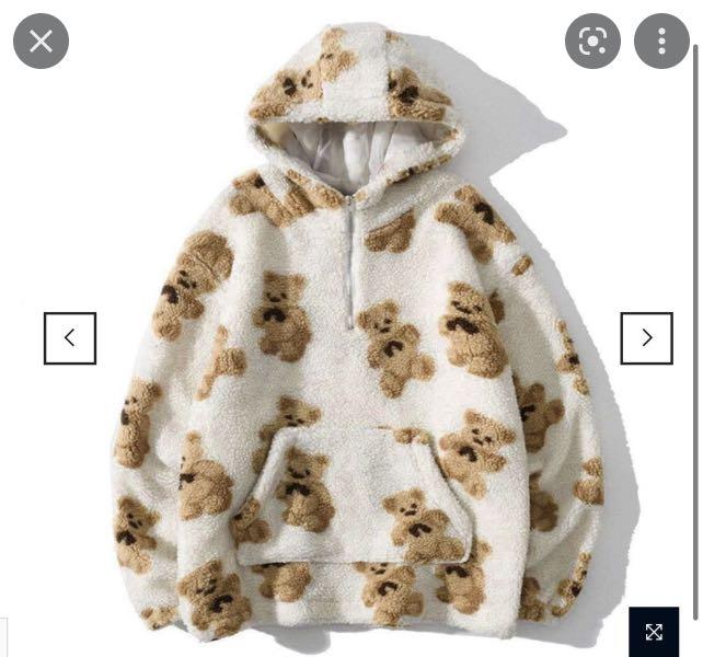 bear print sherpa outerwear/ oversized hoodie/ coat/ jacket (aelfric eden),  Women's Fashion, Coats, Jackets and Outerwear on Carousell