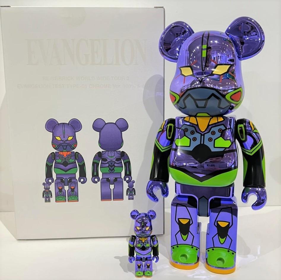 Bearbrick Evangelion Eva Chrome 400% + 100%, Hobbies & Toys