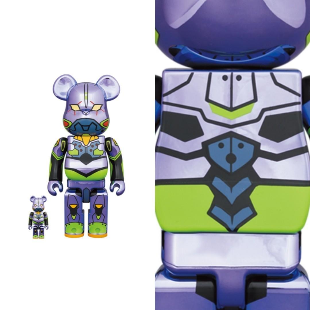 Bearbrick Evangelion Eva Chrome 400% + 100%, Hobbies & Toys