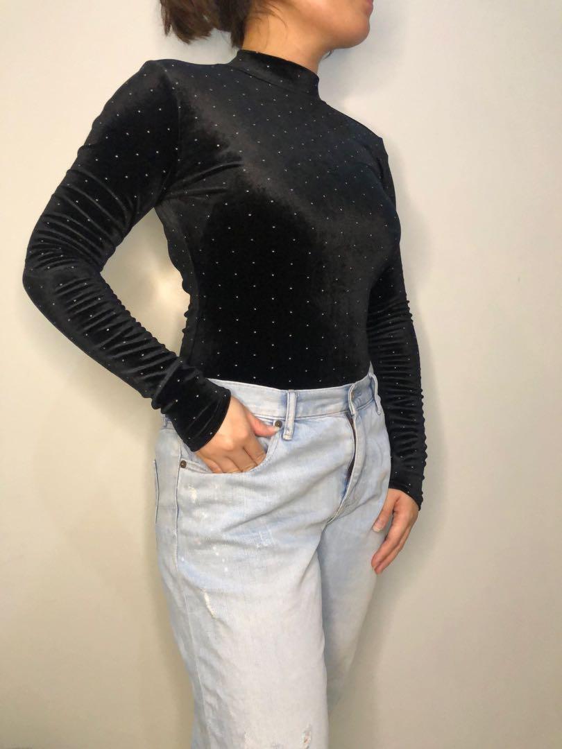 Black H&M Bodysuit (Category: Others Tops) located in Cabanatuan. Submitted by _beanieee (Listing ID 1175250901, Image 1). Description: 💗 black h&m bodysuit with silver detail 💗 still has a price tag .