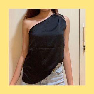 Black satin top