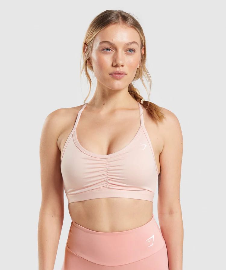 bnip gymshark ruched sports bra in light pink, Women's Fashion