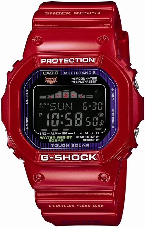 Casio G-shock GWX-5600c-4 亮紅色G-LIDE 衝浪者太陽能, 名牌, 手錶