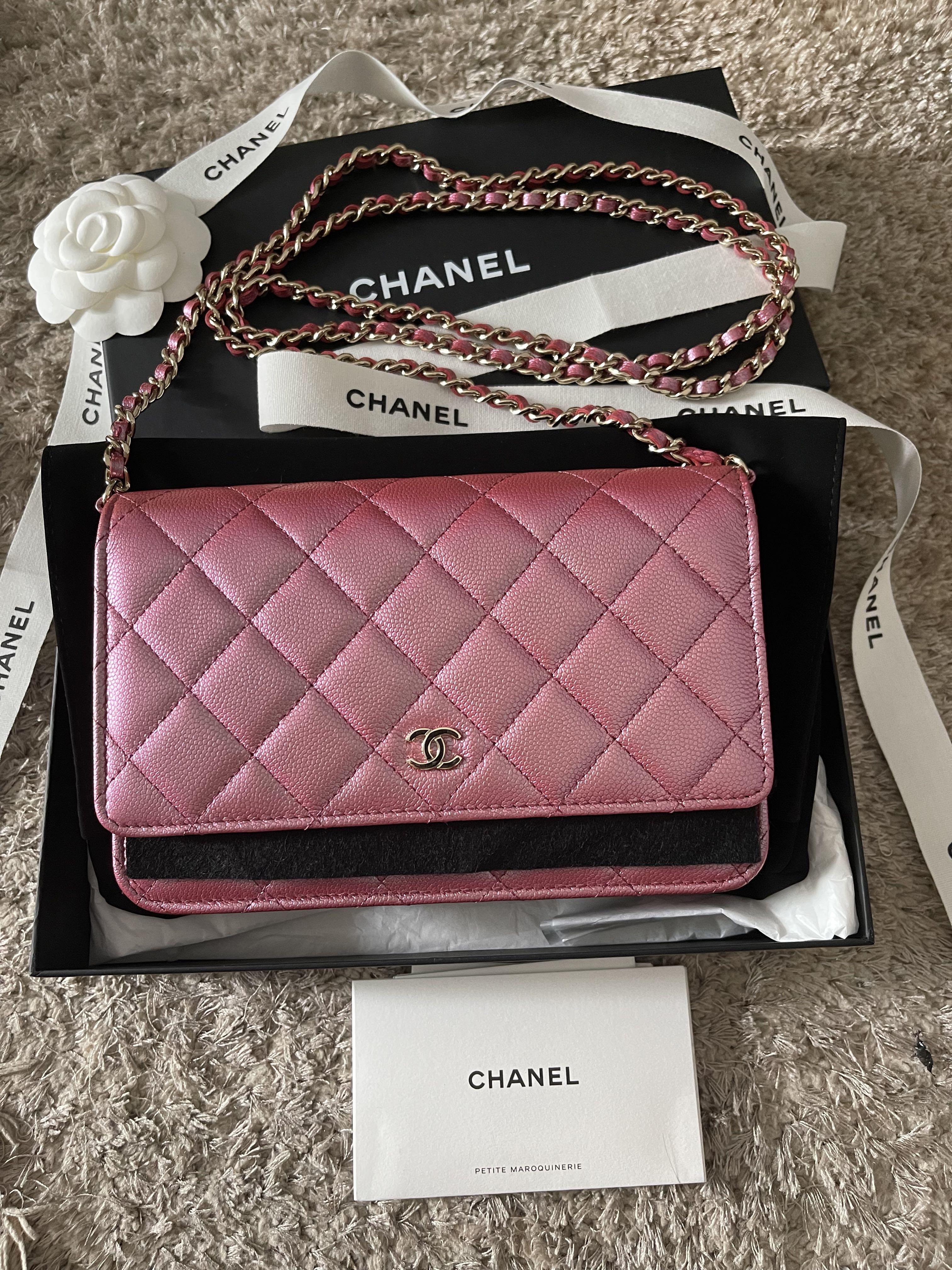 chanel wallet on chain woc bag caviar leather susah bgt. loh tas chanel mewah langka rare irrisdiscent violet pink bu glon new authentic complete set