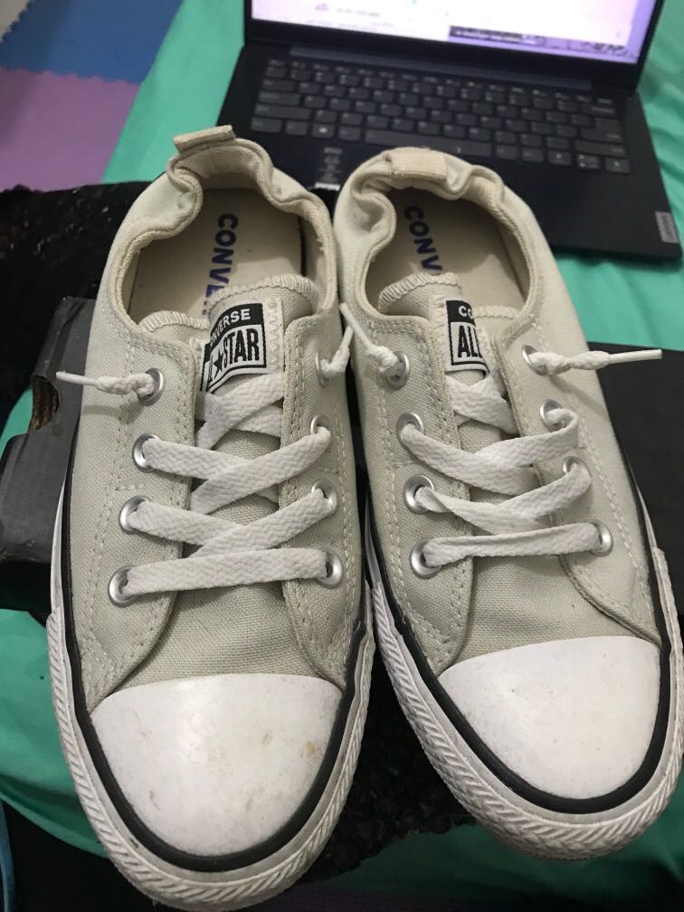 gray converse slip ons