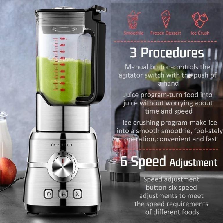  Blender Smoothie Maker, COOCHEER 1800W Blender for Shakes and  Smoothies with High-Speed Professional Stainless Countertop, Variable  speeds Control, 6 Sharp Blade, 2L BPA Free Tritan Container