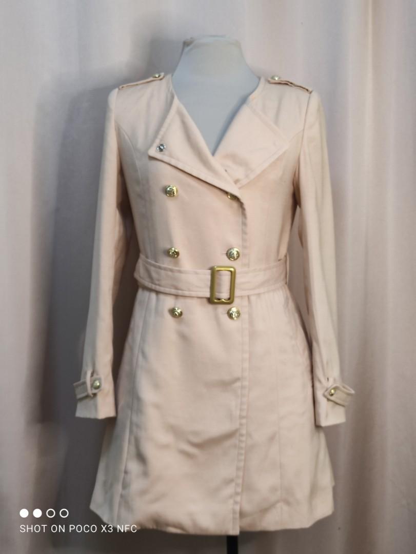 Double breasted trench coat in Blush Apricot, Women's Fashion, Coats, Jackets and Outerwear on