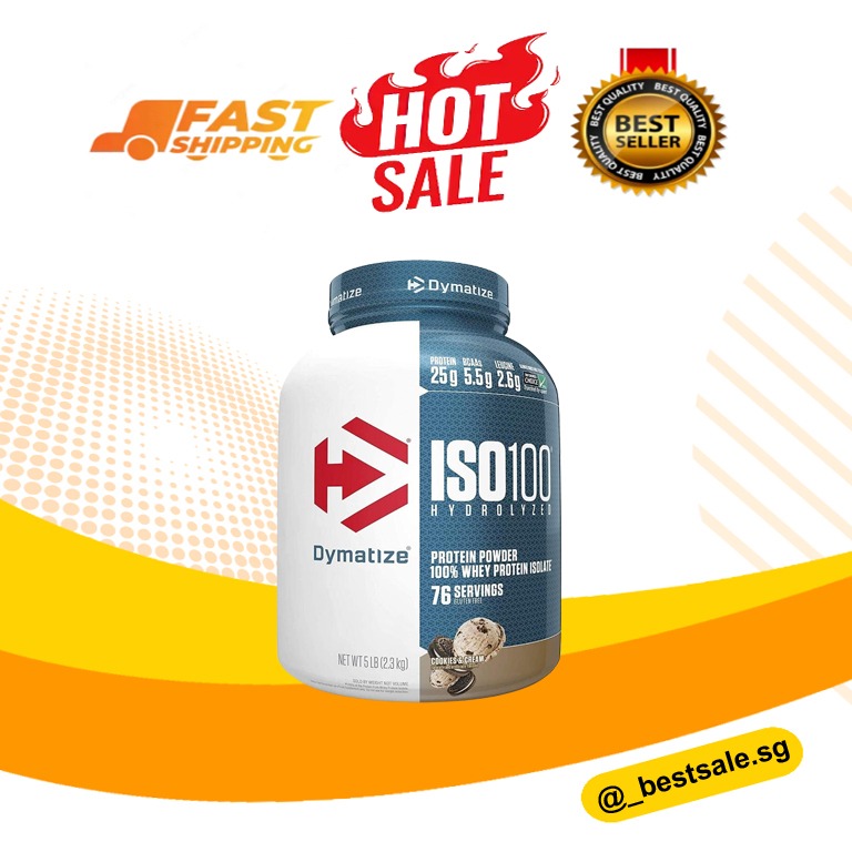 Dymatize ISO100 Hydrolyzed Protein Powder, Cookies & Cream, 5 Pound, 80