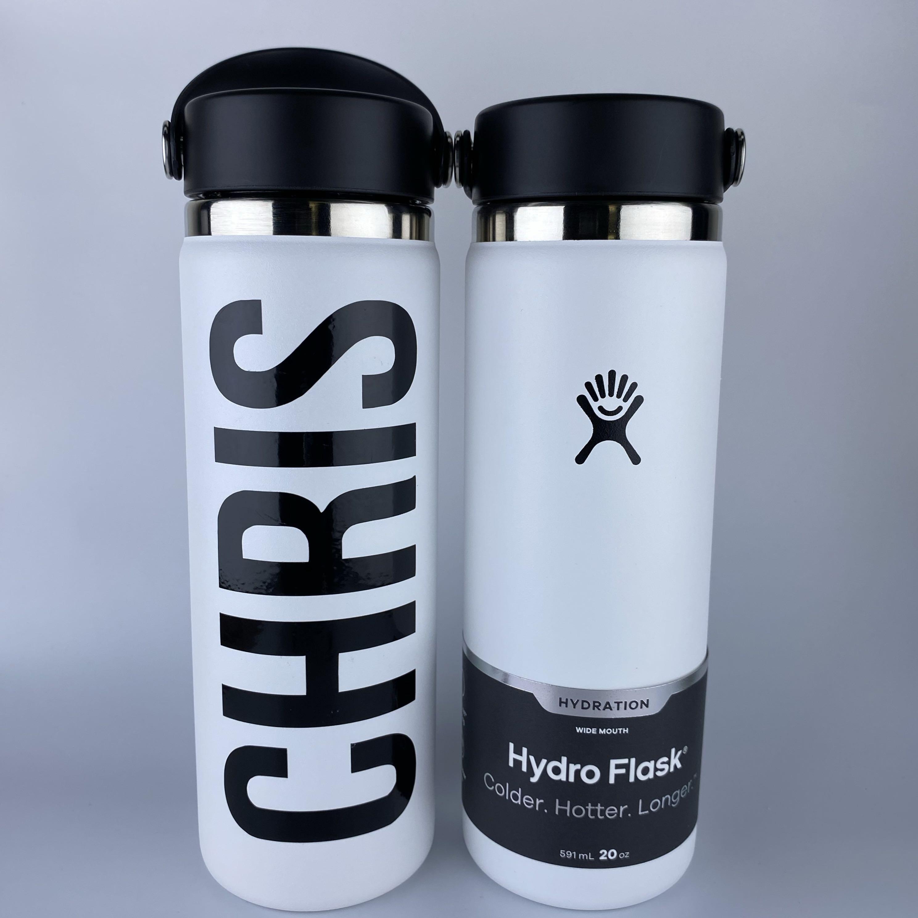 Free Personalised Sticker with Hydro Flask 20oz Wide Mouth with Flex Cap White 592ml