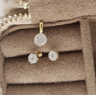 Genuine Diamond Earrings & Pendant Set