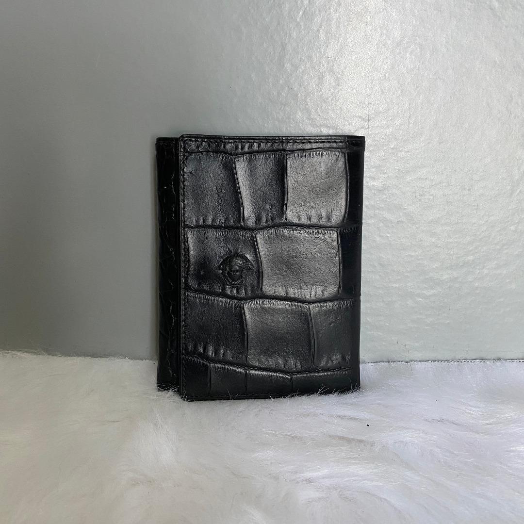 Versace black embossed medusa card holder clearance