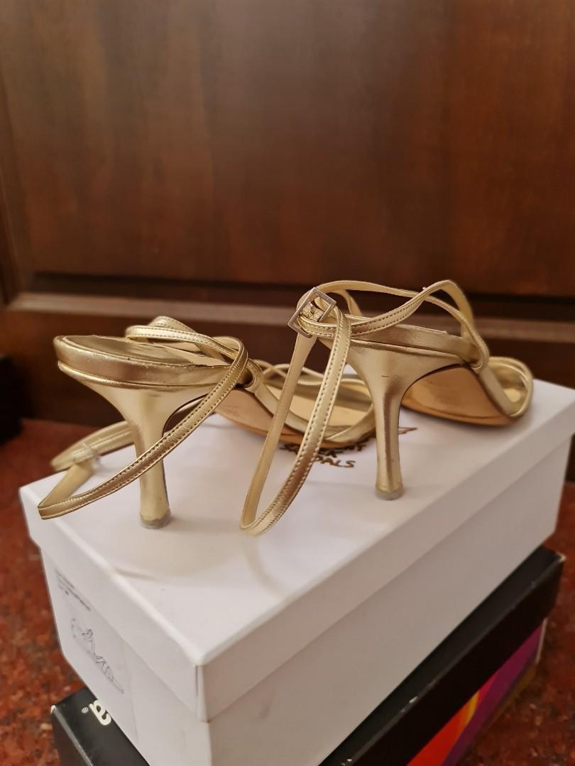 Golden color authentic Jimmy choo sandals 35 1 2 Women s Fashion