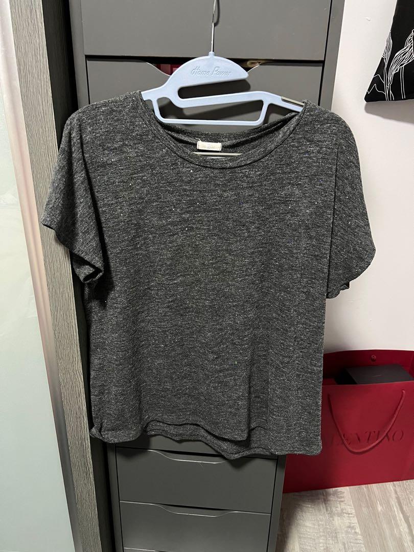 3 FOR $10) Grey top, Women's Fashion, Tops, Blouses on Carousell