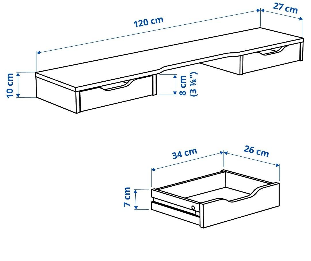 IKEA Table top Monitor Shelf & Drawers set, Furniture & Home Living
