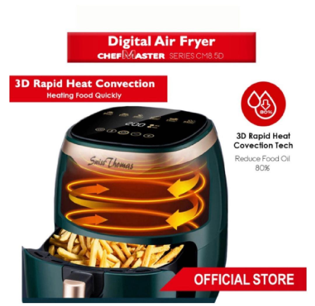 KHIND Digital LED Air Fryer Stirrer Series ChefMaster Series CM8.5D 8.0L 1400W Air Fryers