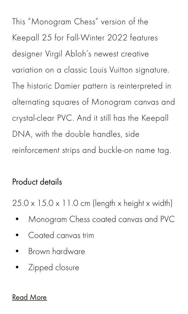 LOUIS VUITTON Keepall Bandouliere 25 Size 25 Monogram Chess/PVC