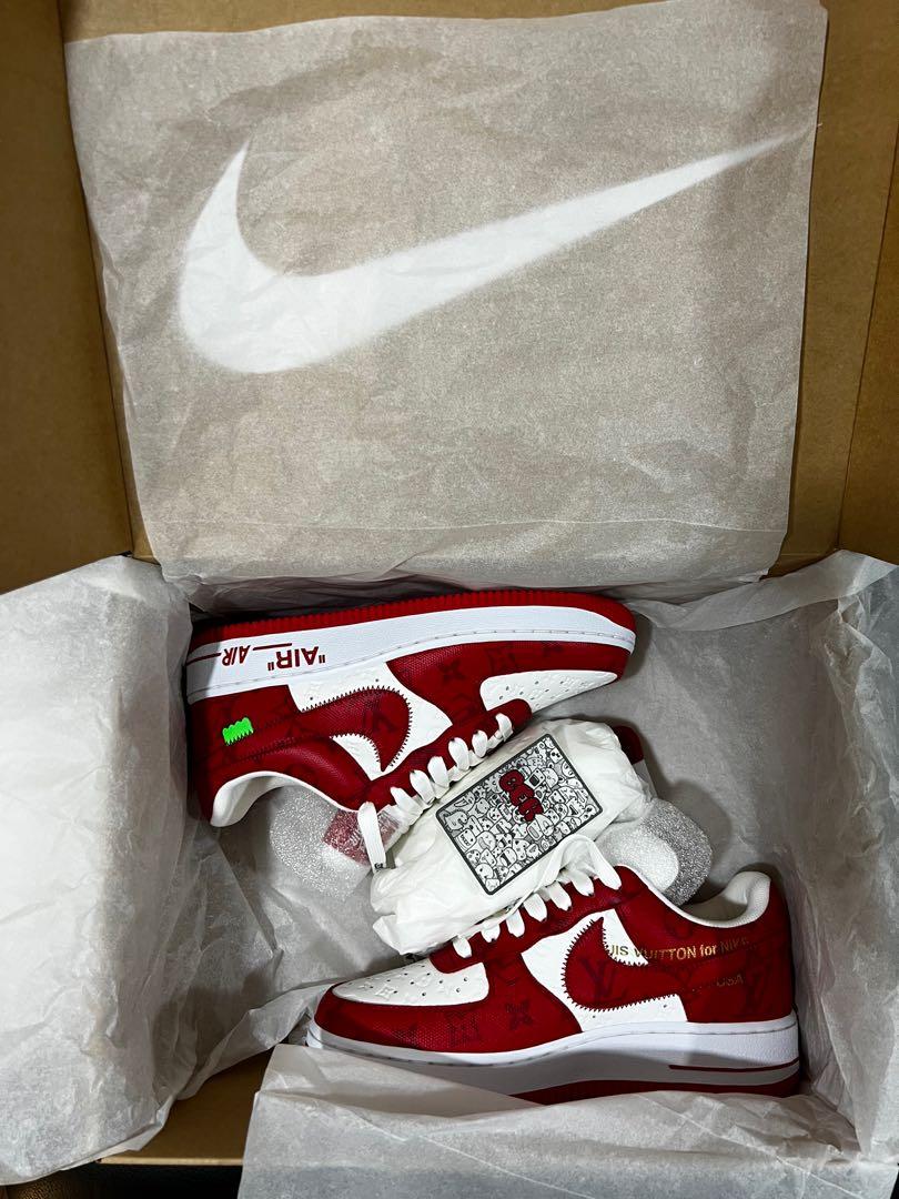 US 7.5) BNDS Louis Vuitton x Nike Air Force 1 Off White Virgil Abloh Red,  Men's Fashion, Footwear, Sneakers on Carousell