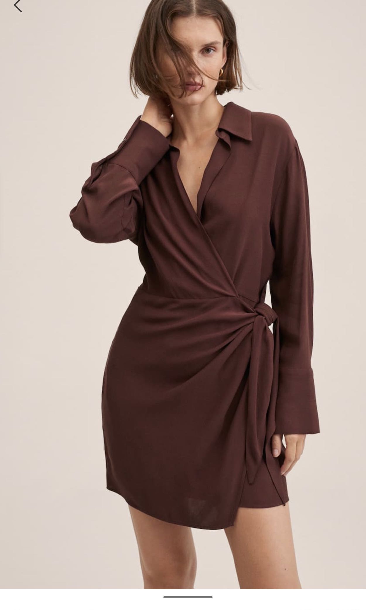 Mango brown wrap dress, Women's Fashion, Dresses & Sets, Dresses on