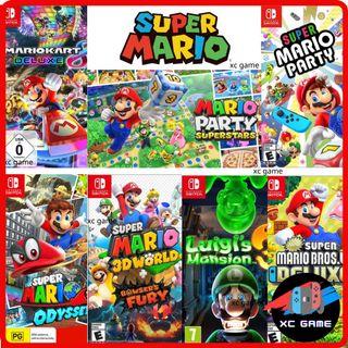 Mario Kart 8 Deluxe/Mario Party Superstars/Super Mario Party/Super Mario 3D World/Super Mario Odyssey/Super Mario Bros U Deluxe/Mario Strikers/Luigi mansion 3 Nintendo Switch Games
