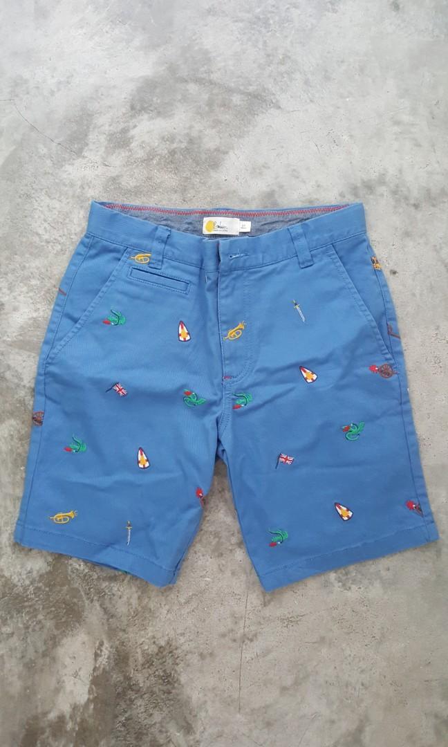 Mini Boden Boys Chino Shorts in Bright Blue with All over