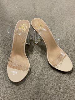 Missguided nude clear heeled sandals