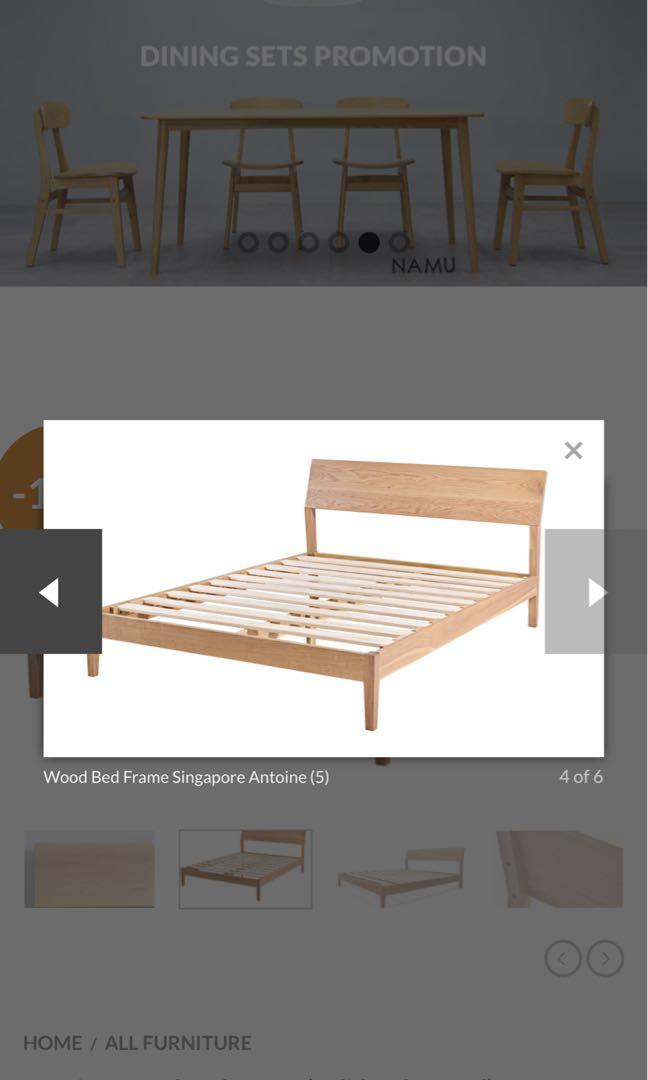 Namu Antoine Wood Bed Frame (Solid Oak Wood), Furniture & Home Living