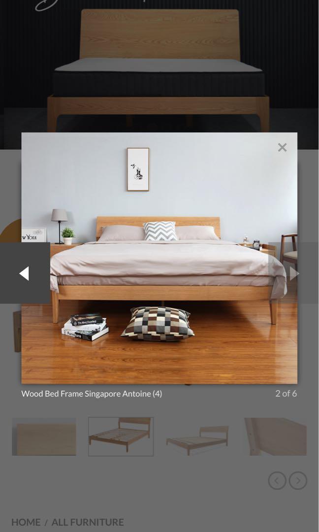 Namu Antoine Wood Bed Frame (Solid Oak Wood), Furniture & Home Living