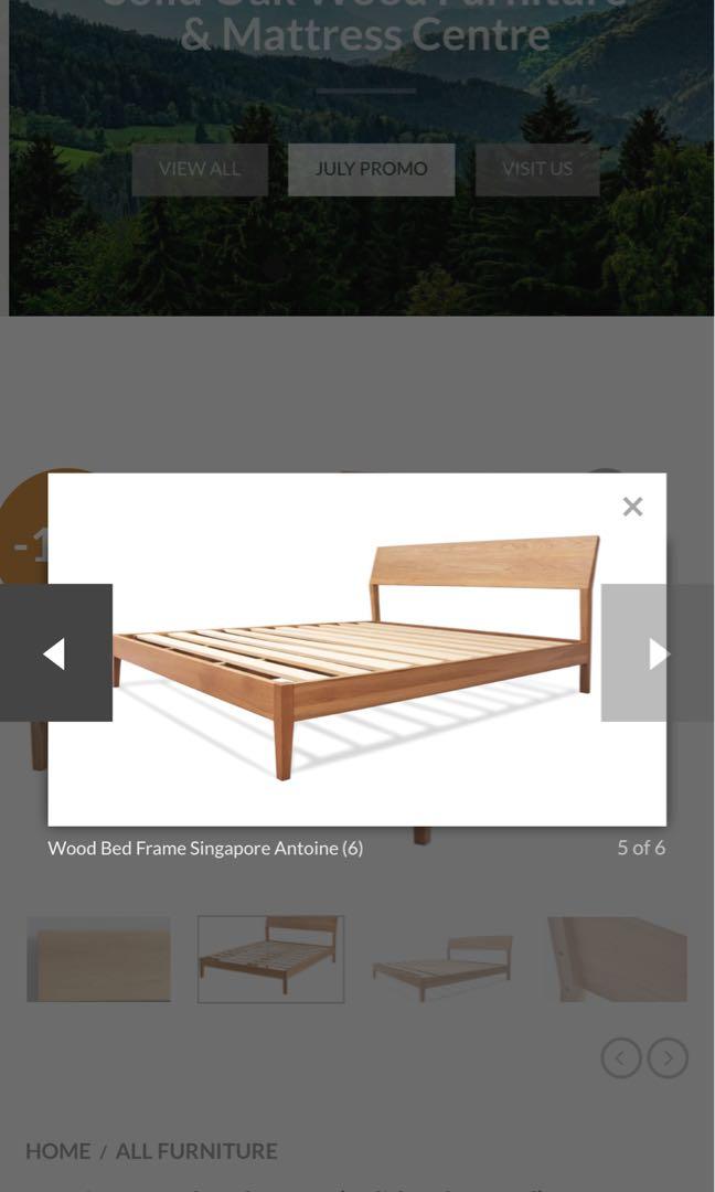 Namu Antoine Wood Bed Frame (Solid Oak Wood), Furniture & Home Living