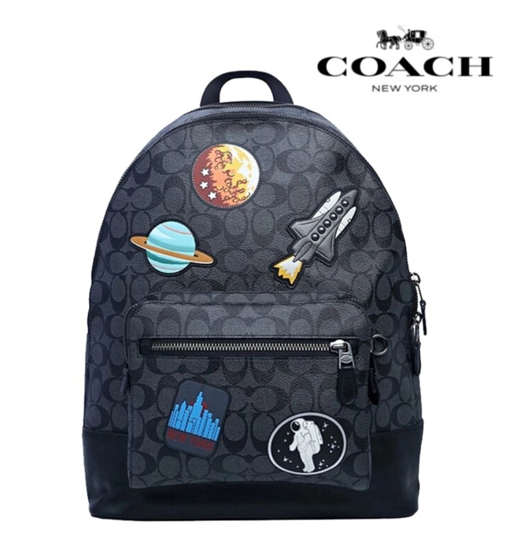 New Coach Original Rocket Planet design Backpack In Signature Canvas Collection Backpack For Men Come With Complete Set Suitable For Gift