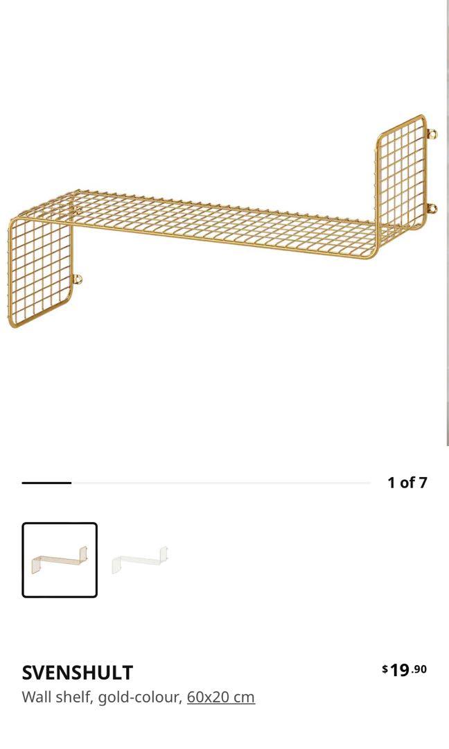 [new] IKEA wall shelf, gold Color, 60x20cm, Furniture & Home Living