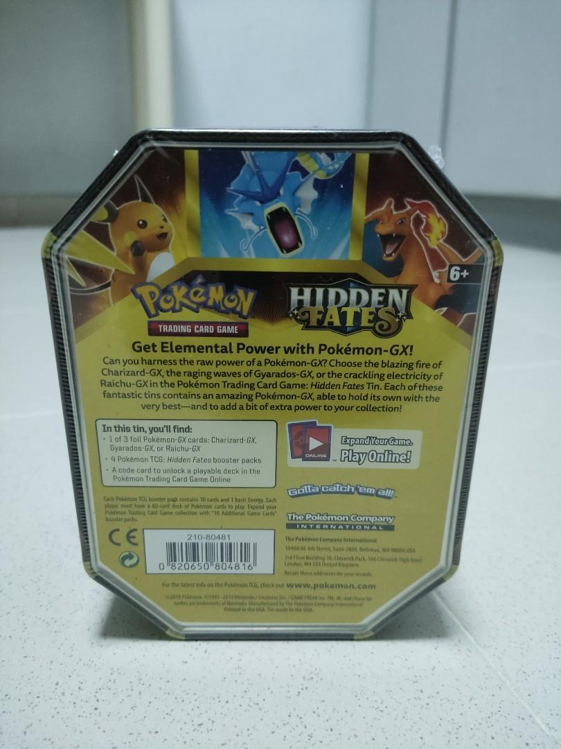 Pokémon TCG Hidden Fates Tin Charizard GX, Hobbies & Toys, Toys