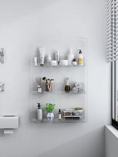 Punch-free vanity shelf wall- mounted multi -layer cosmetic rack storage on the wall