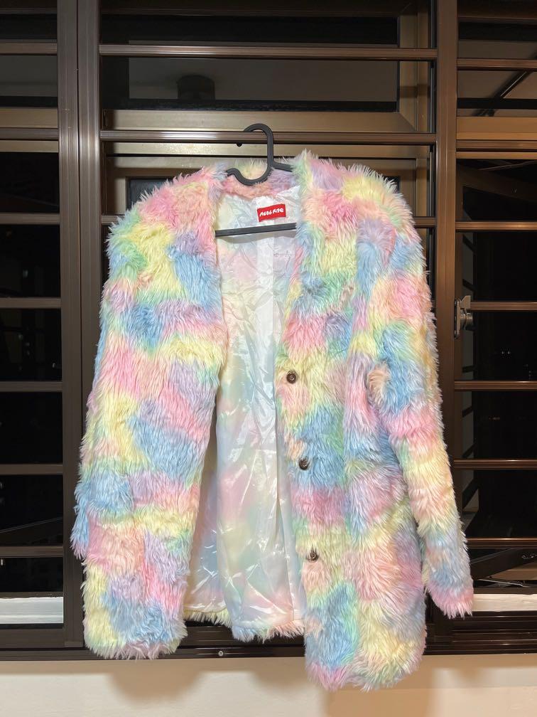Fur top rainbow jacket