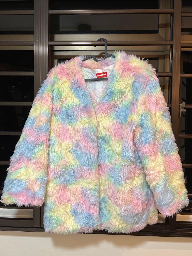 Rainbow Faux Fur Jacket Women s Fashion Coats Jackets and