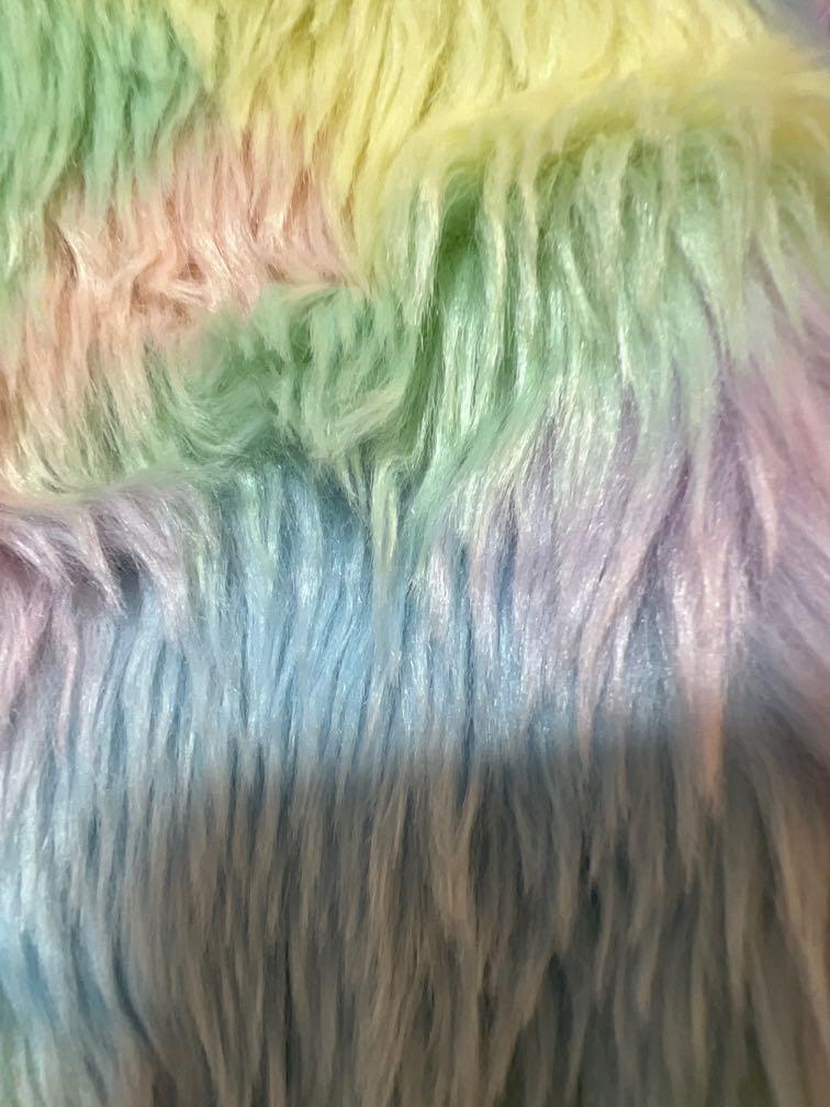 Rainbow faux fur coat store
