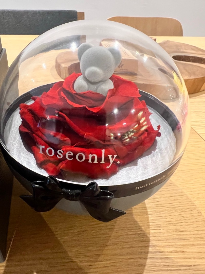 Roseonly eternal rose and bear dome Food Drinks Gift Baskets