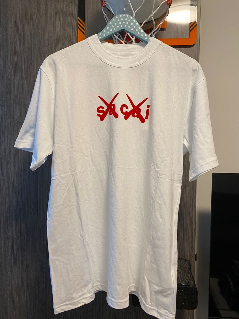 Sacai x KAWS flock print T Shirt White Medium M, Men's Fashion