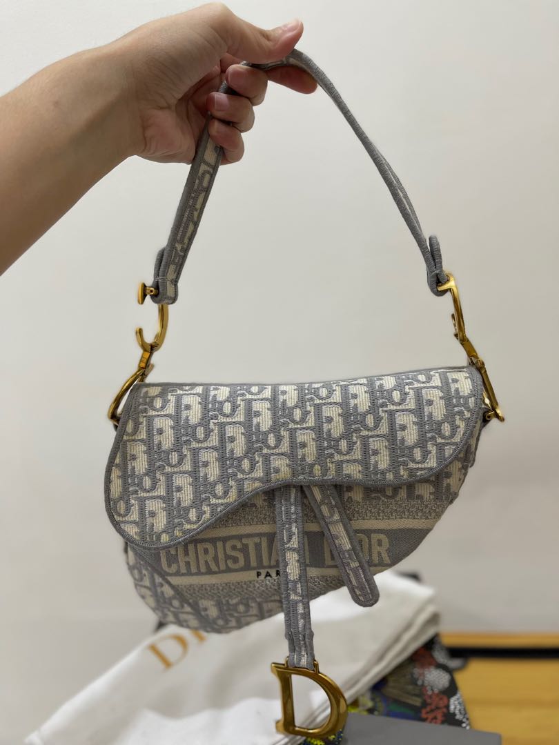 Saddle Bag Gray Dior Oblique