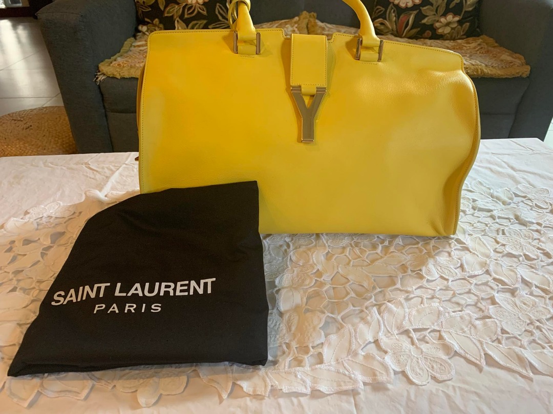 Saint Laurent Yellow Leather Medium Cabas Chyc Tote - BrandConscious  Authentics