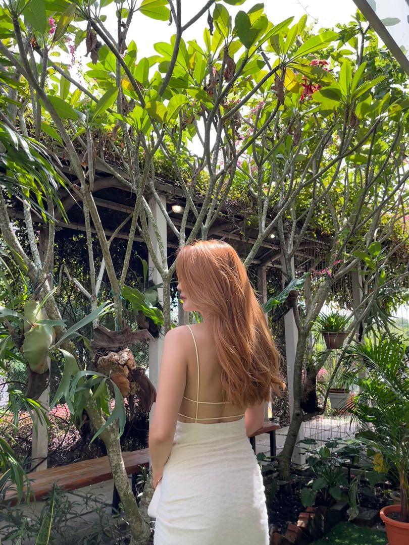 Sexy back Bodycon dress cream white Women s Fashion Dresses