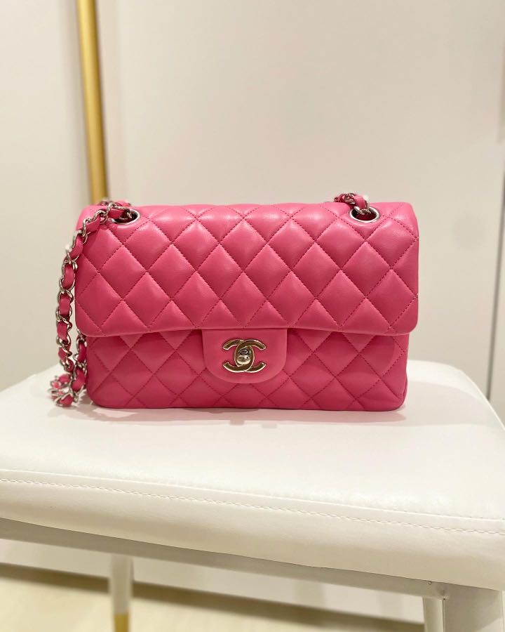Small size pink chanel double flap bag, Women's Fashion, Bags & Wallets ...