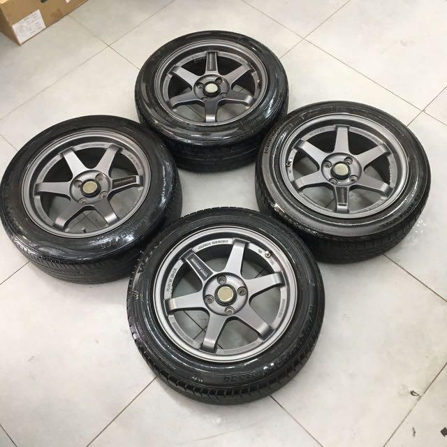 Sport Rim TE37 SL 15x7JJ PCD100, Auto Accessories on Carousell