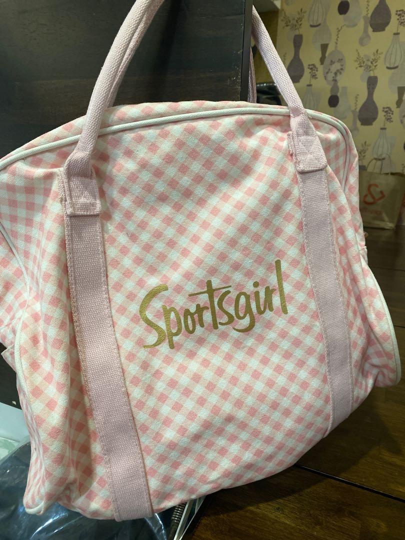 sportsgirl pink checkered duffel bag, Women's Fashion, Bags & Wallets