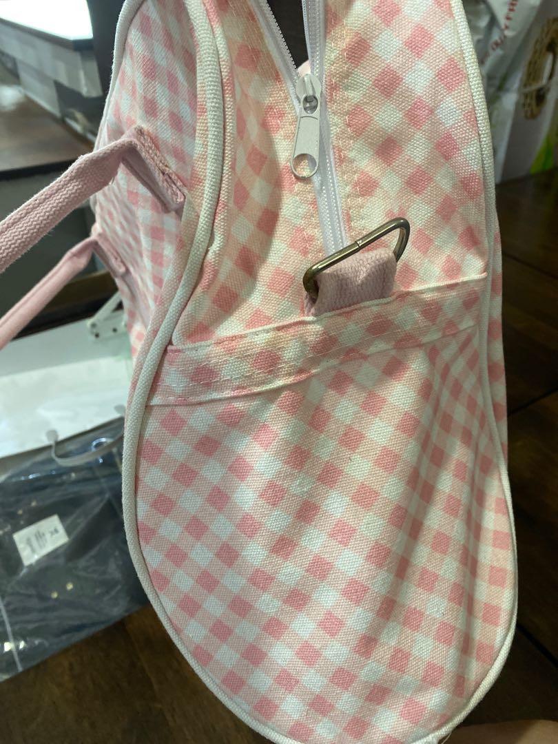 sportsgirl pink checkered duffel bag, Women's Fashion, Bags & Wallets