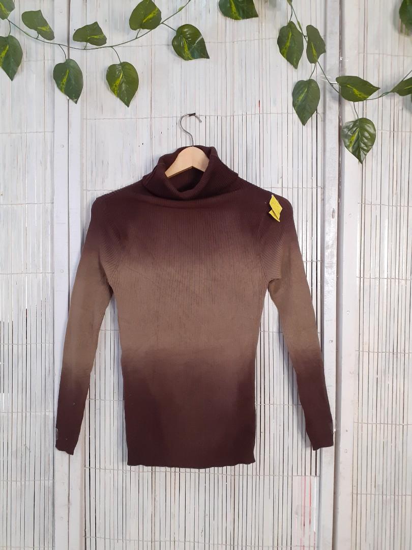 Sweater Rajut turtleneck, Fesyen Wanita 