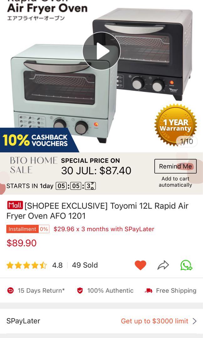 Toyomi 12L Rapid Air Fryer Oven AFO 1201, TV & Home Appliances, Kitchen Appliances, Ovens